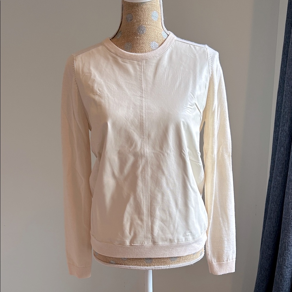 THEORY LEATHER/KNIT TOP L